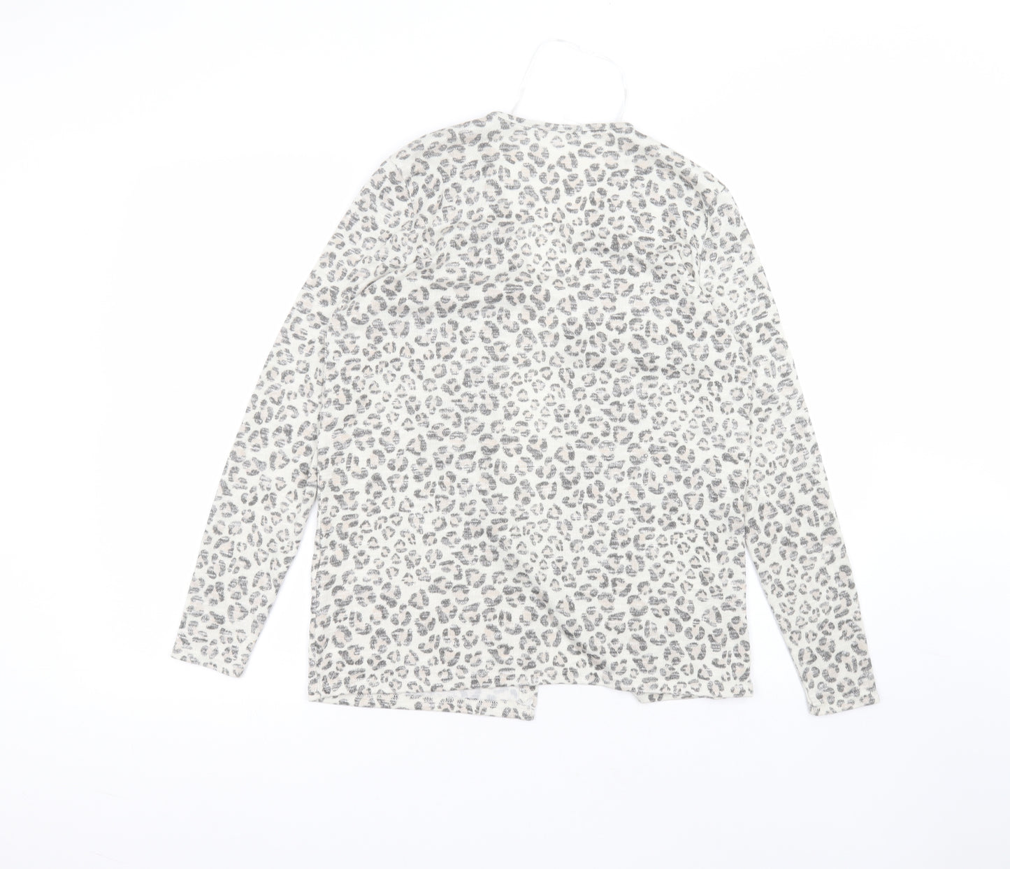 Atmosphere Womens Beige V-Neck Animal Print Polyester Cardigan Jumper Size M