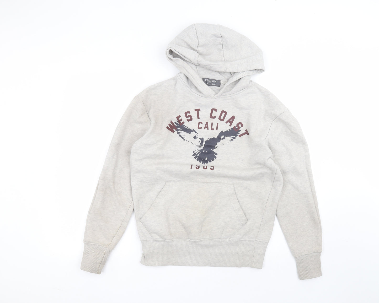 Primark Mens Grey  Cotton Pullover Hoodie Size S