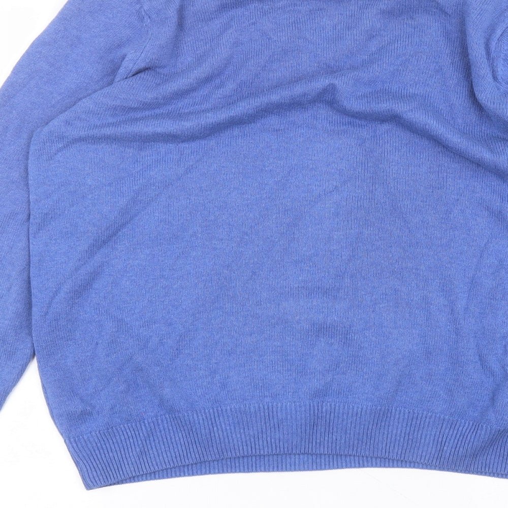 Marks and Spencer Mens Blue V-Neck  Cotton Pullover Jumper Size M