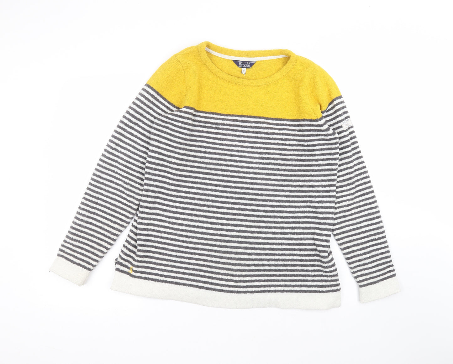 Joules Womens White Round Neck Striped Polyester Pullover Jumper Size 16