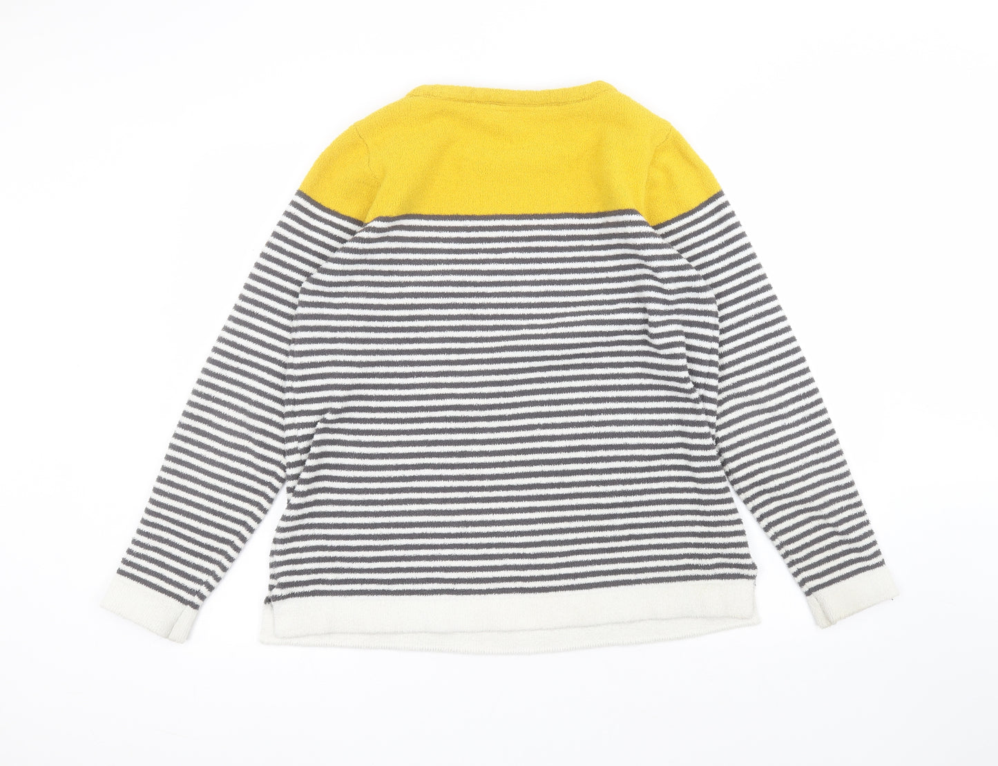 Joules Womens White Round Neck Striped Polyester Pullover Jumper Size 16
