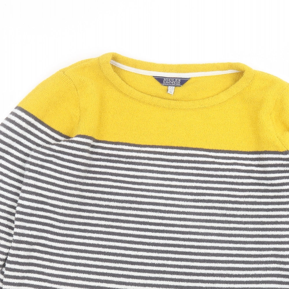 Joules Womens White Round Neck Striped Polyester Pullover Jumper Size 16