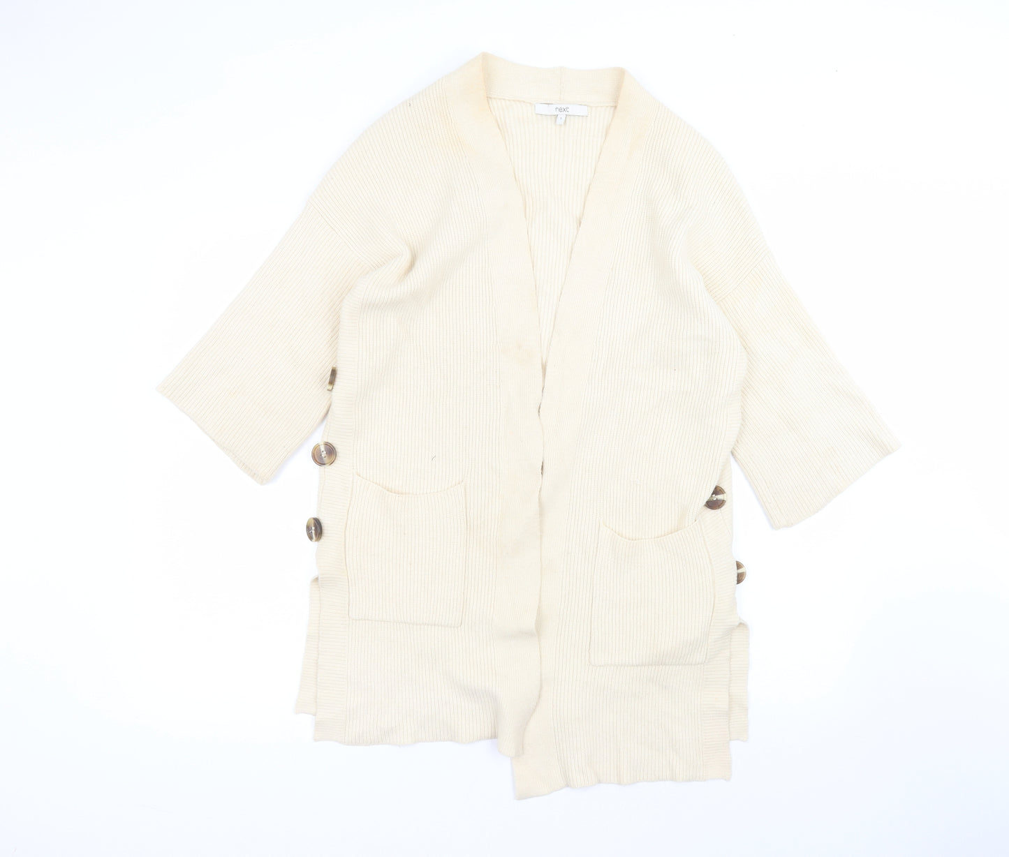 NEXT Womens Beige V-Neck  Viscose Cardigan Jumper Size S