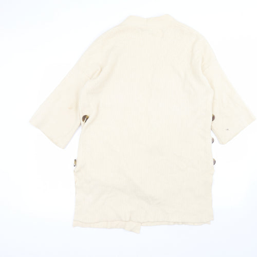NEXT Womens Beige V-Neck  Viscose Cardigan Jumper Size S