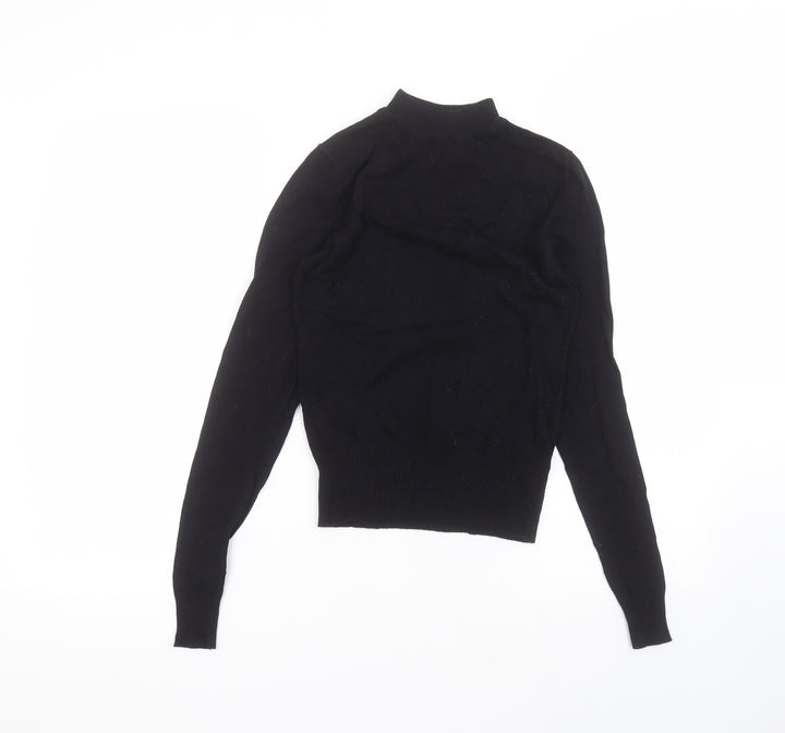 New Look Womens Black  Viscose Basic T-Shirt Size 8 Round Neck