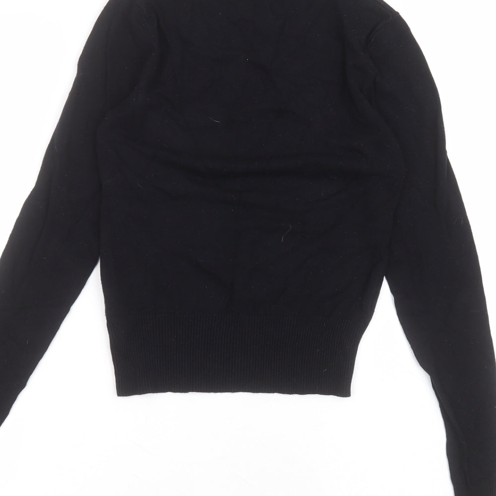 New Look Womens Black  Viscose Basic T-Shirt Size 8 Round Neck