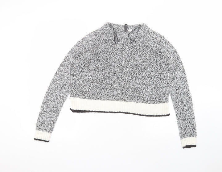 H&M Womens Grey Round Neck Acrylic Pullover Jumper Size S