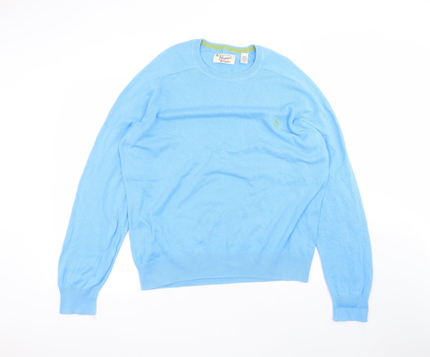 Penguin Mens Blue Round Neck  Cotton Pullover Jumper Size XL