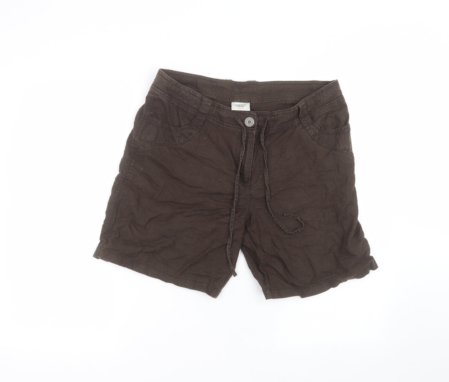 NEXT Womens Brown  Linen Bermuda Shorts Size 14 L7 in Regular