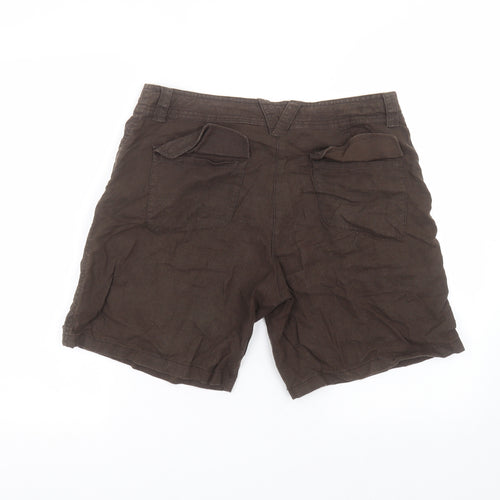 NEXT Womens Brown  Linen Bermuda Shorts Size 14 L7 in Regular
