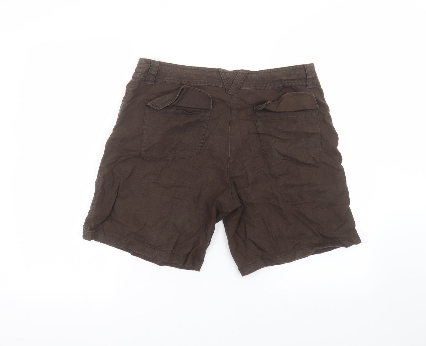NEXT Womens Brown  Linen Bermuda Shorts Size 14 L7 in Regular