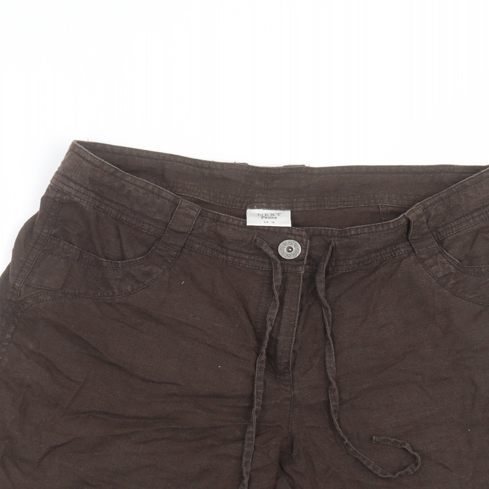 NEXT Womens Brown  Linen Bermuda Shorts Size 14 L7 in Regular