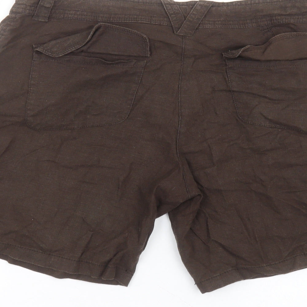 NEXT Womens Brown  Linen Bermuda Shorts Size 14 L7 in Regular