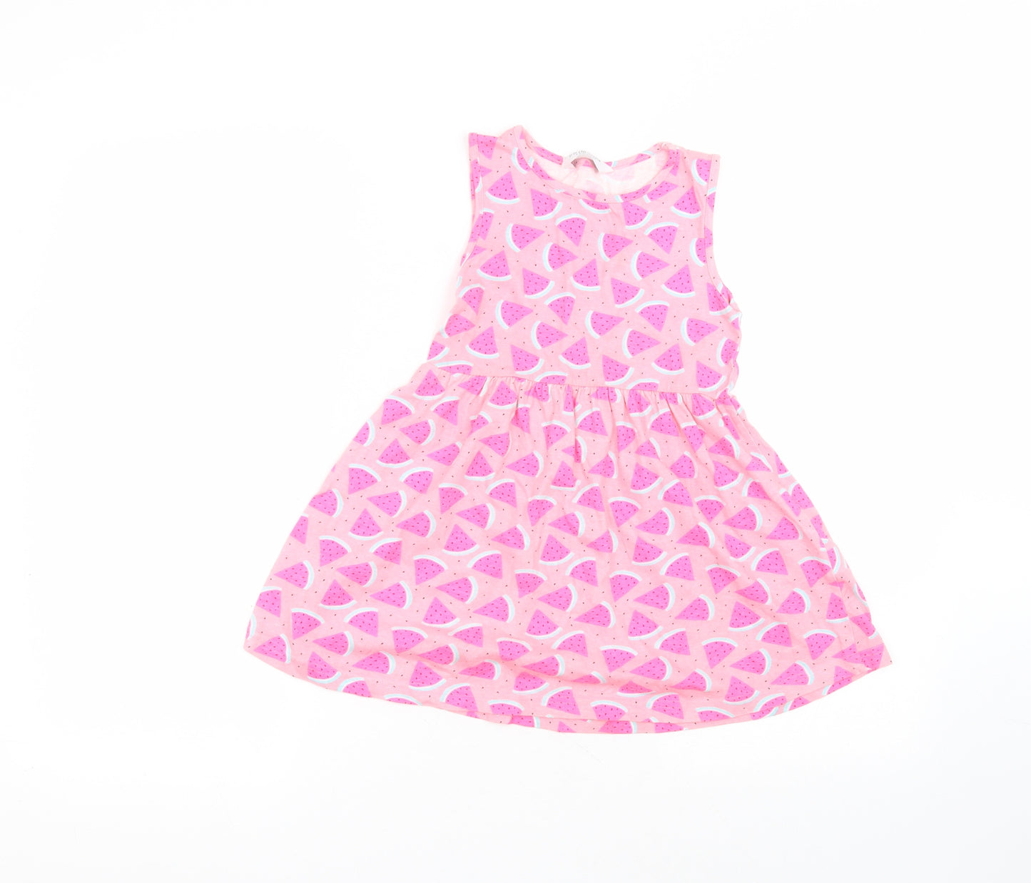 Primark Girls Pink  Cotton A-Line  Size 5-6 Years  Round Neck