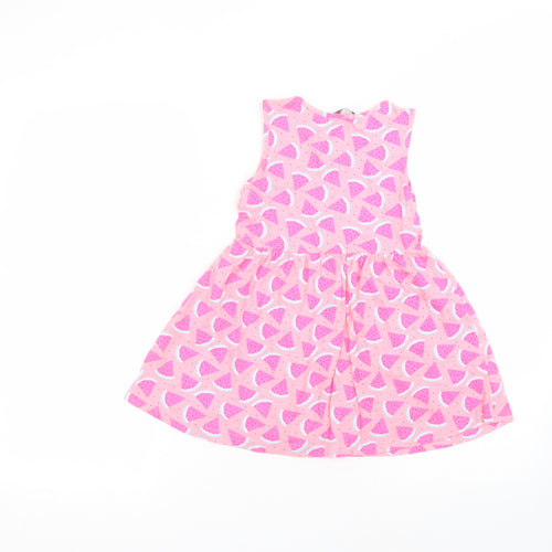 Primark Girls Pink  Cotton A-Line  Size 5-6 Years  Round Neck