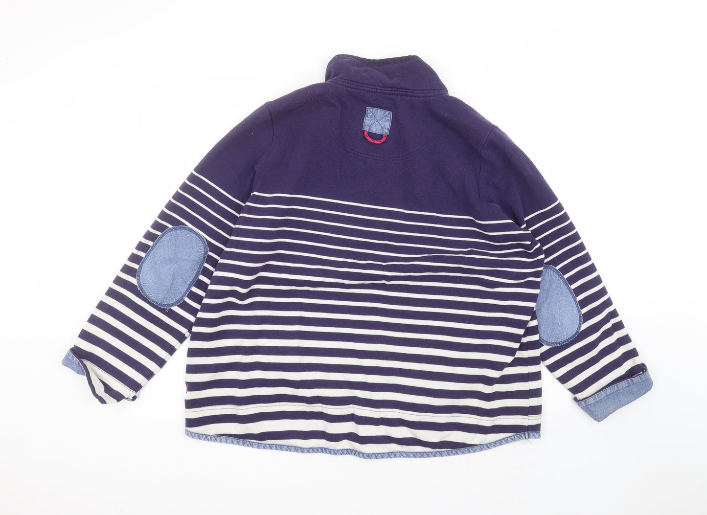 Joules Womens Purple Round Neck Striped Cotton Pullover Jumper Size 18