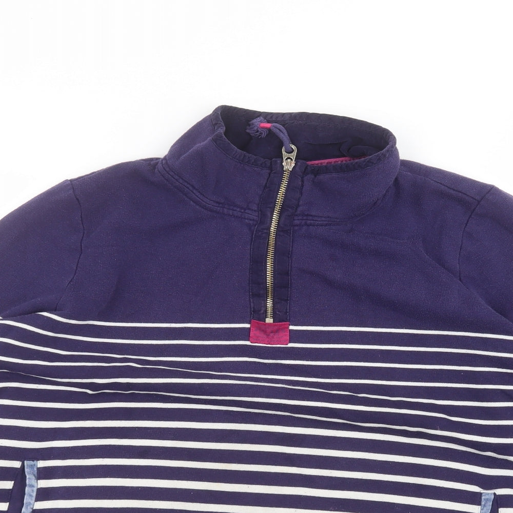 Joules Womens Purple Round Neck Striped Cotton Pullover Jumper Size 18
