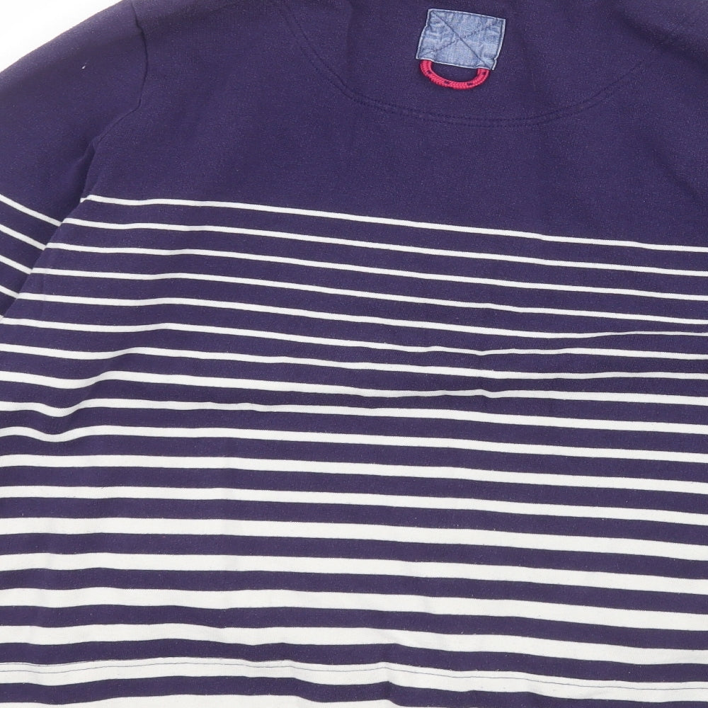Joules Womens Purple Round Neck Striped Cotton Pullover Jumper Size 18
