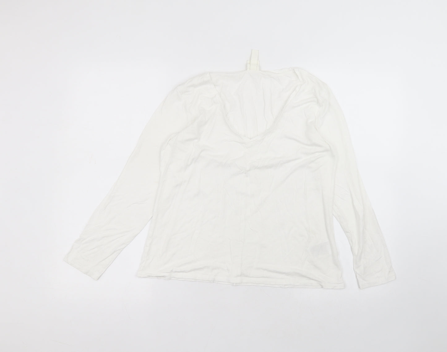 H&M Womens White  Viscose Basic T-Shirt Size M Round Neck