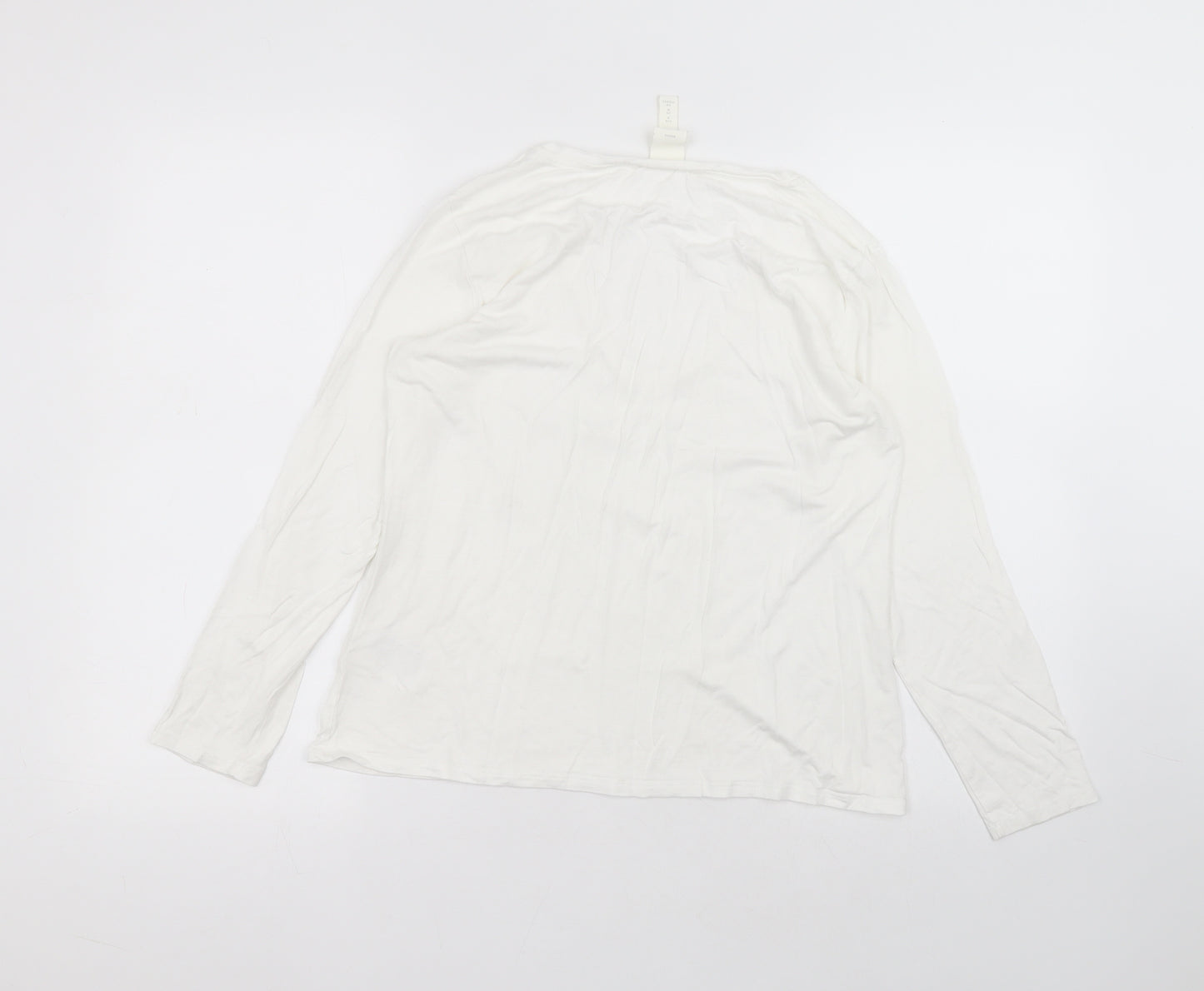H&M Womens White  Viscose Basic T-Shirt Size M Round Neck