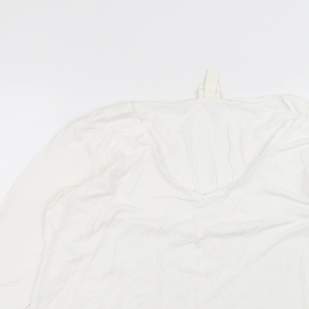 H&M Womens White  Viscose Basic T-Shirt Size M Round Neck