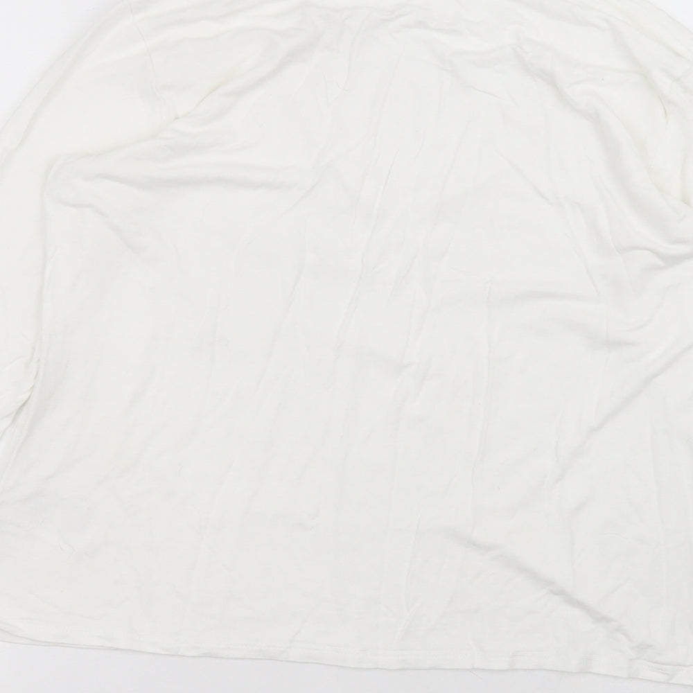 H&M Womens White  Viscose Basic T-Shirt Size M Round Neck