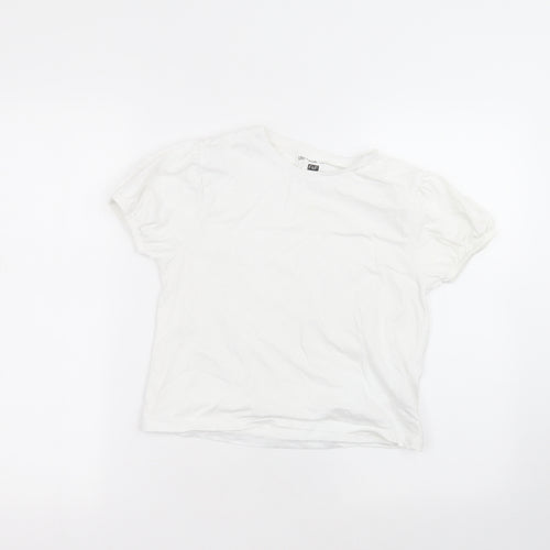 F&F Girls White  Cotton Basic T-Shirt Size 10-11 Years Round Neck