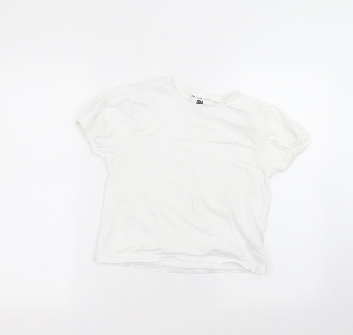 F&F Girls White  Cotton Basic T-Shirt Size 10-11 Years Round Neck