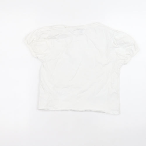 F&F Girls White  Cotton Basic T-Shirt Size 10-11 Years Round Neck