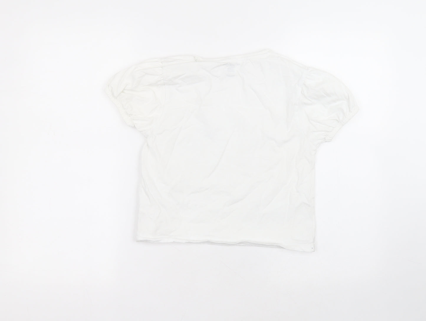 F&F Girls White  Cotton Basic T-Shirt Size 10-11 Years Round Neck