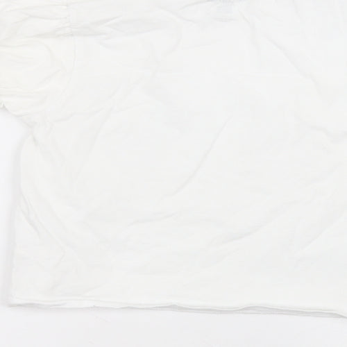F&F Girls White  Cotton Basic T-Shirt Size 10-11 Years Round Neck