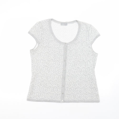 Marks and Spencer Womens Grey Round Neck  Viscose Cardigan Jumper Size 16