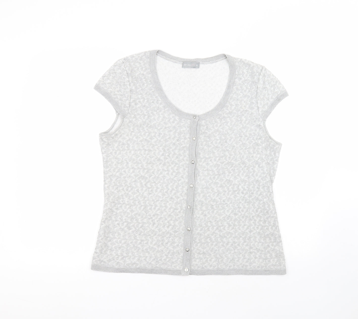 Marks and Spencer Womens Grey Round Neck  Viscose Cardigan Jumper Size 16