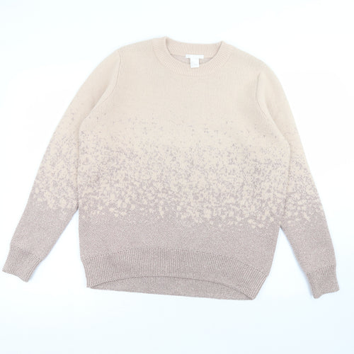 H&M Womens Pink Round Neck  Acrylic Pullover Jumper Size L
