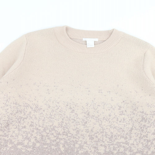 H&M Womens Pink Round Neck  Acrylic Pullover Jumper Size L