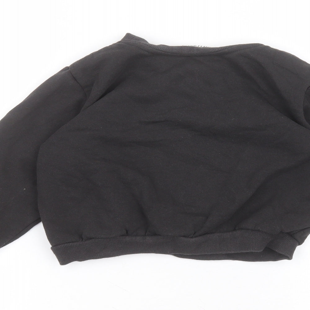 H&M Girls Black Round Neck  Cotton Pullover Jumper Size 5-6 Years