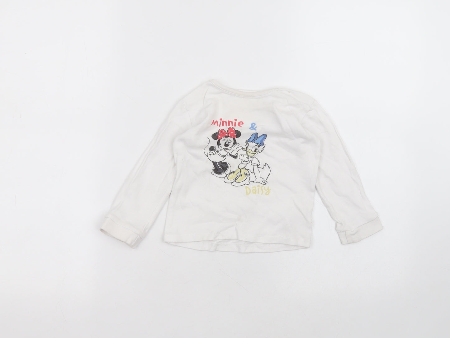 George Baby White  Cotton Basic T-Shirt Size 12-18 Months Round Neck  - disney