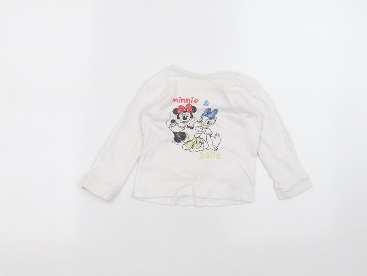 George Baby White  Cotton Basic T-Shirt Size 12-18 Months Round Neck  - disney