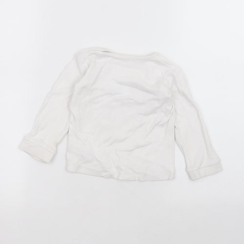 George Baby White  Cotton Basic T-Shirt Size 12-18 Months Round Neck  - disney