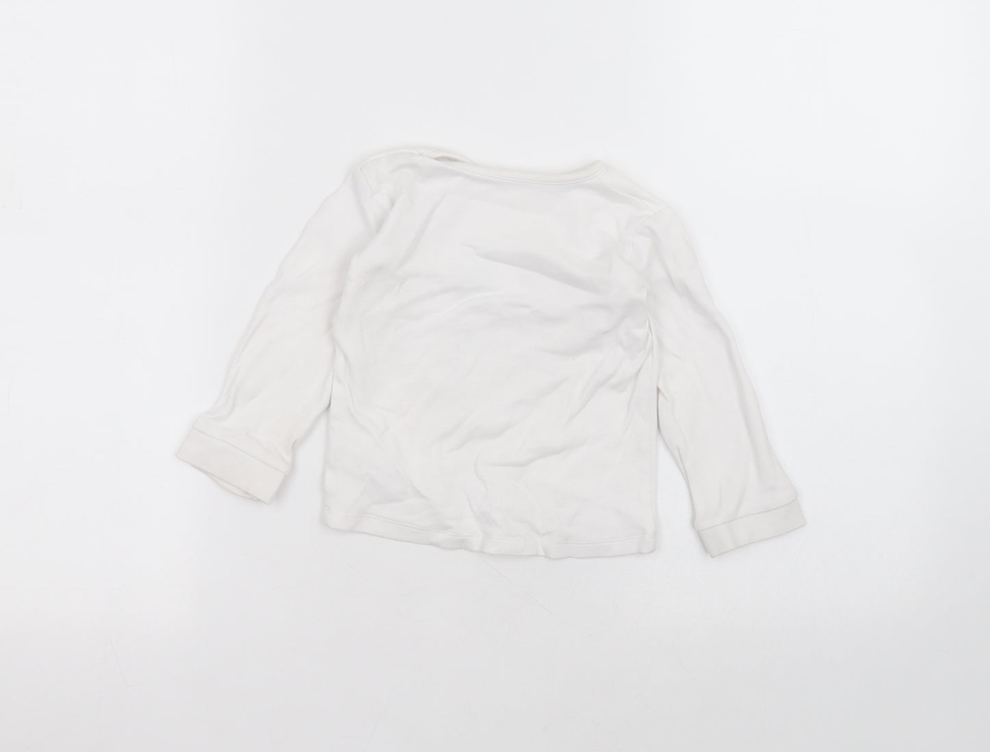 George Baby White  Cotton Basic T-Shirt Size 12-18 Months Round Neck  - disney