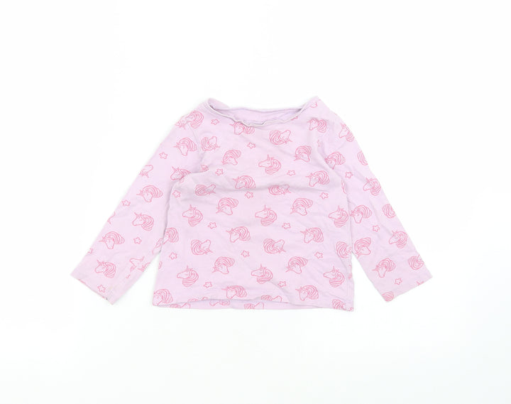 George Baby Purple  Cotton Basic T-Shirt Size 18-24 Months Round Neck
