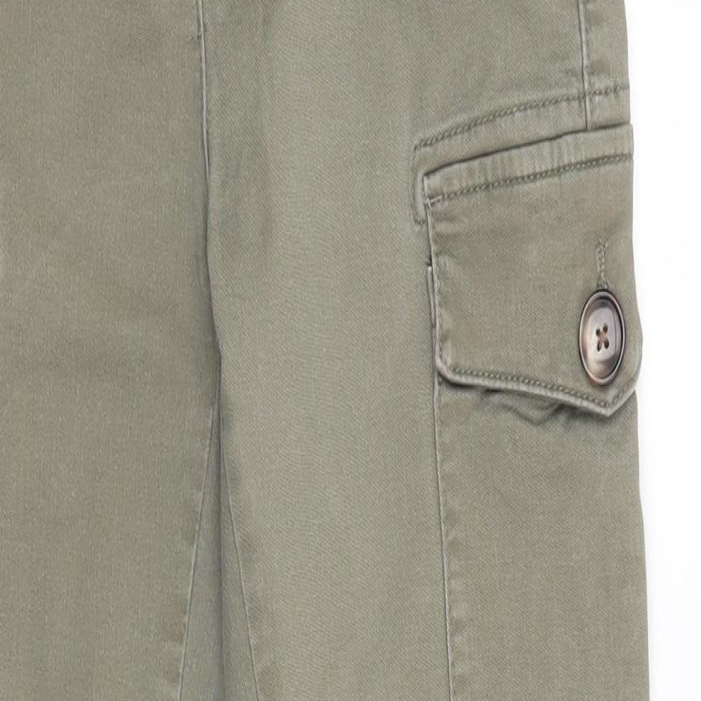 Papaya Womens Green  Cotton Cargo Trousers Size 10 L28 in Regular  - Skinny Pale Khaki