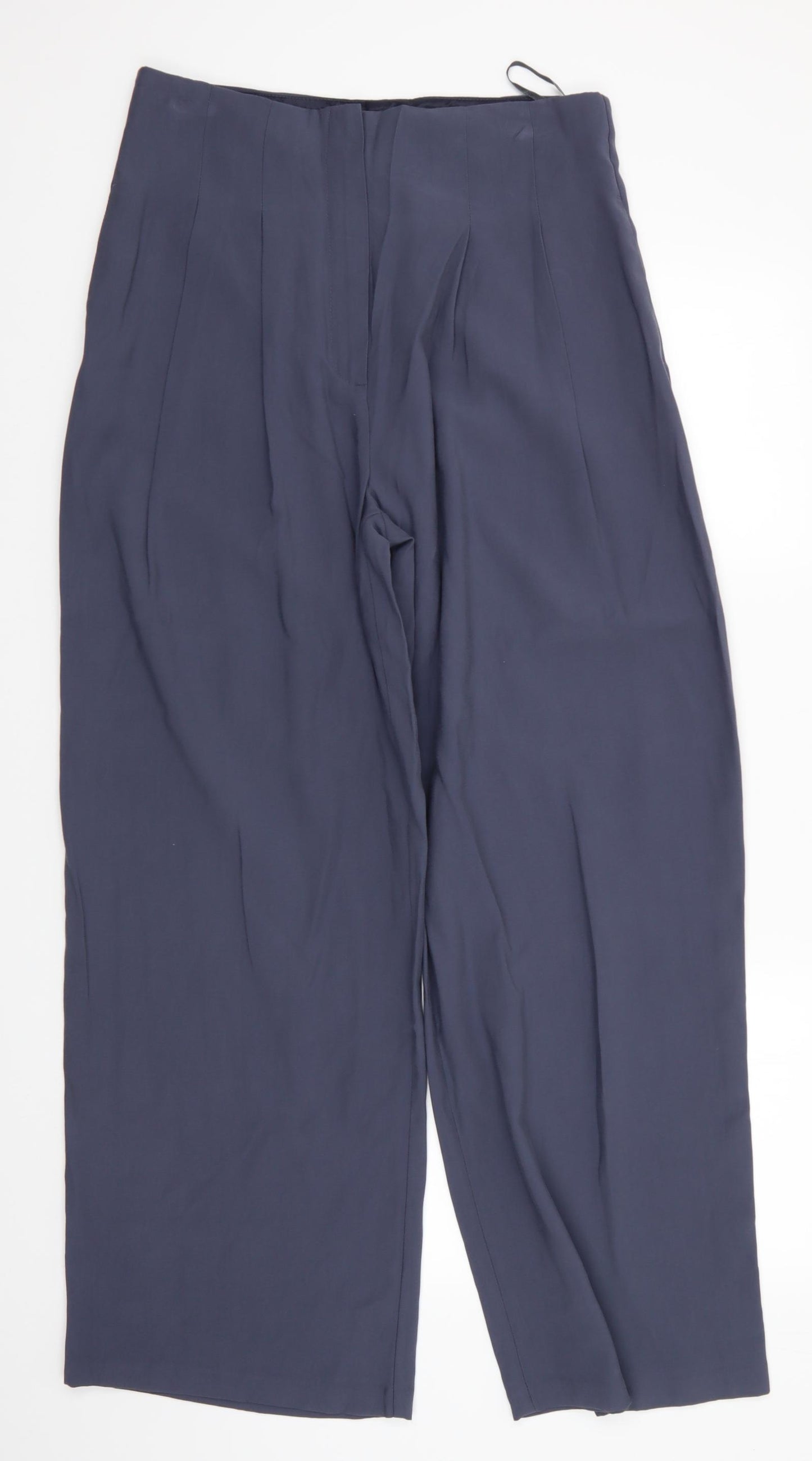 Primark Womens Grey  Viscose Trousers  Size 14 L29.5 in Regular  - Wide Legged No waistband