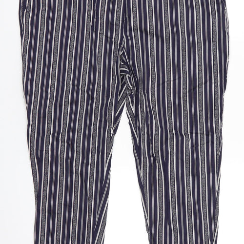 Atmoshphere Womens Blue Striped Cotton Cropped Trousers Size 20 L24 in Regular