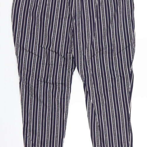 Atmoshphere Womens Blue Striped Cotton Cropped Trousers Size 20 L24 in Regular