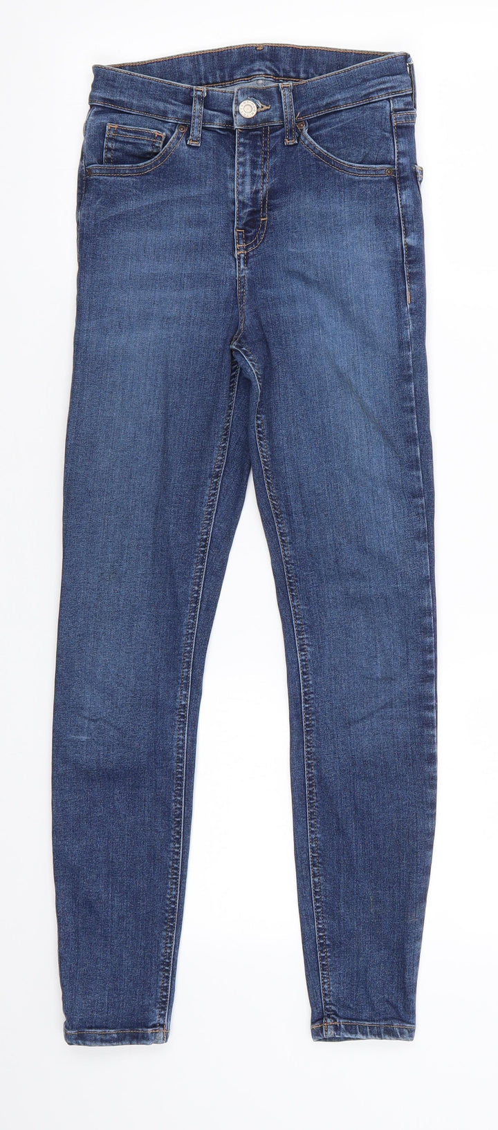 Topshop Mens Blue  Cotton Skinny Jeans Size 25 in L26 in Regular  - Mid Blue