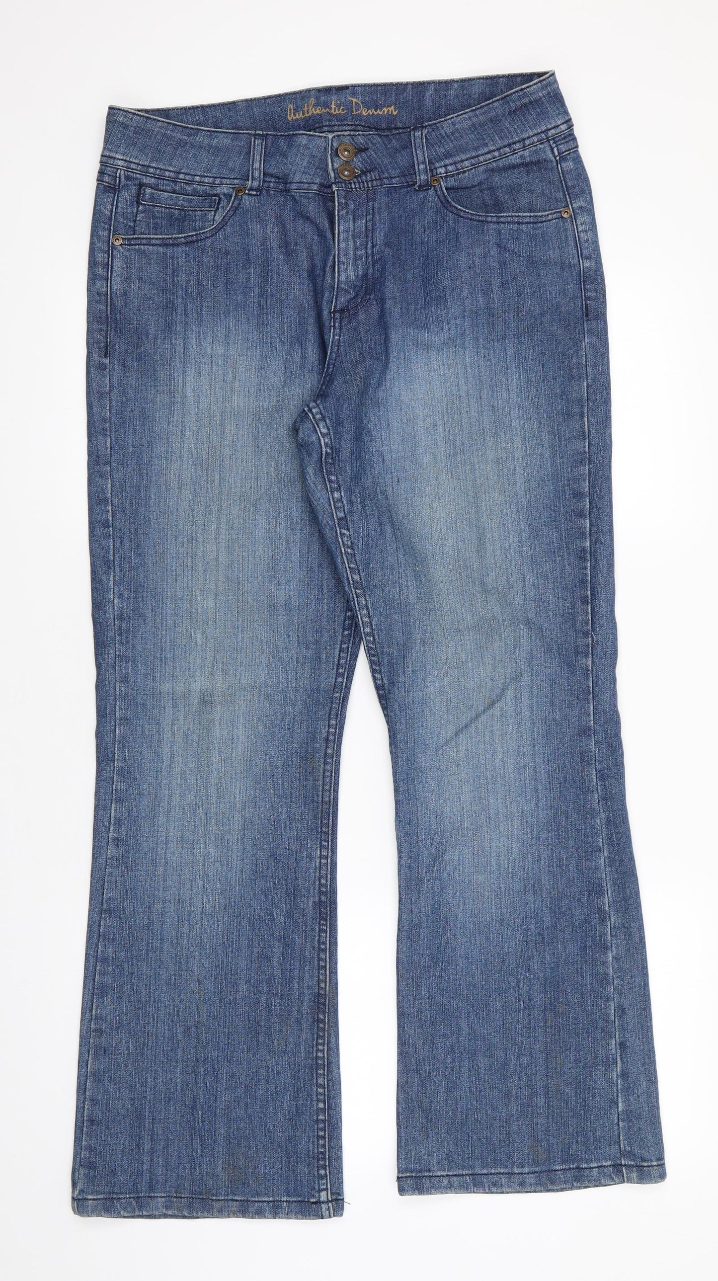 Authenic Denim Womens Blue  Cotton Flared Jeans Size 16 L29 in Regular