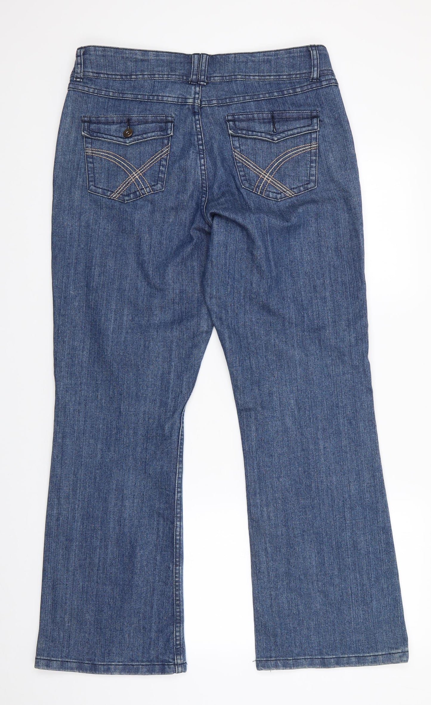Authenic Denim Womens Blue  Cotton Flared Jeans Size 16 L29 in Regular