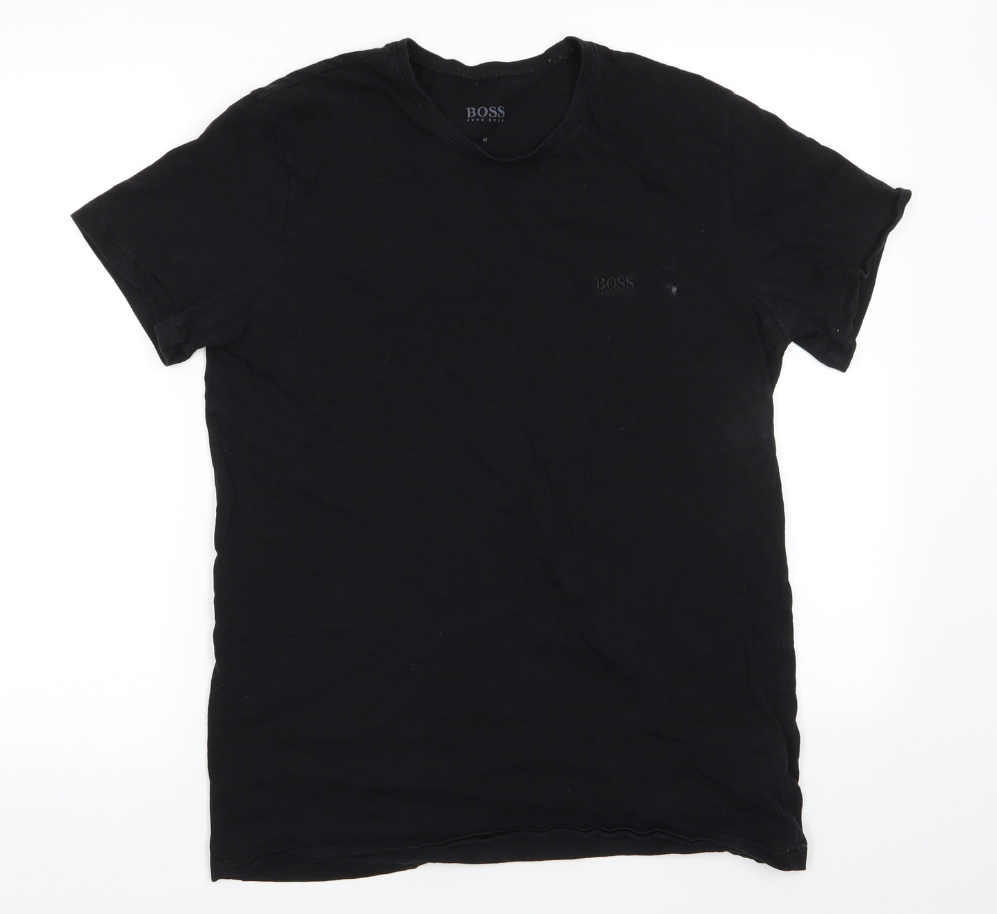 HUGO BOSS Mens Black  Cotton  T-Shirt Size M Round Neck