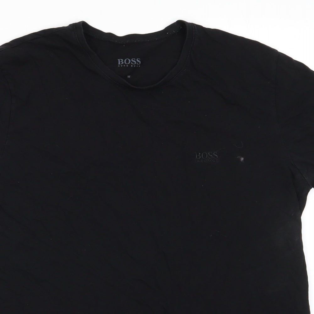 HUGO BOSS Mens Black  Cotton  T-Shirt Size M Round Neck